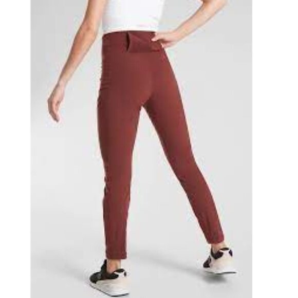 Athleta Trekkie Hybrid Crop Tight Trail Pants Cognac Brown Women's Size 6 - Picture 3 of 8